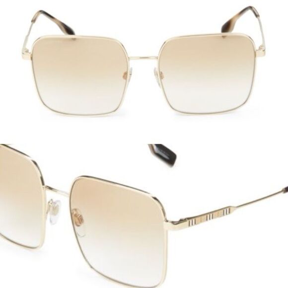 Burberry Oversized Sunglasses BE3119 131313 58mm Light Gold/Brown Gradient Lens - Picture 1 of 10